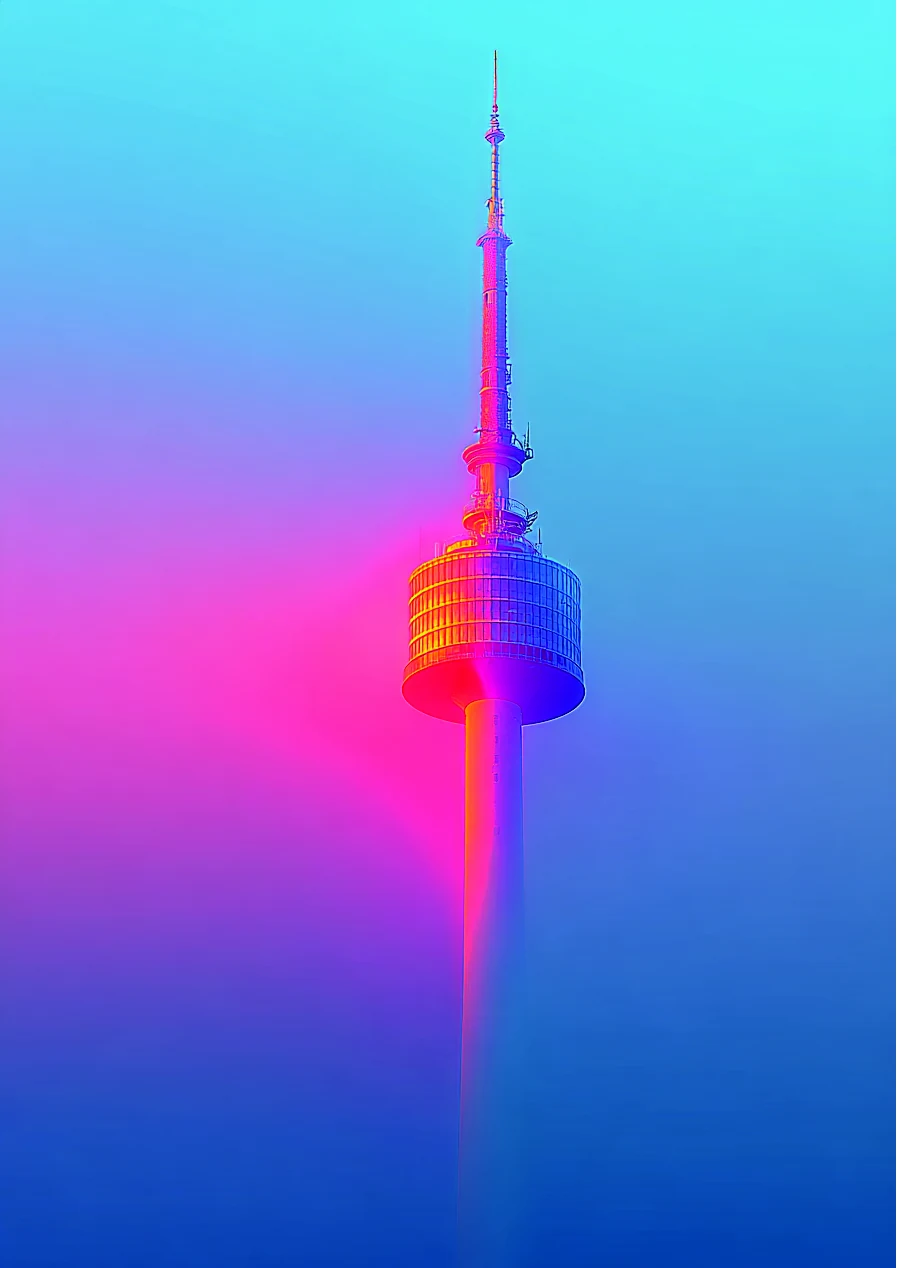 N Seoul Tower illuminated in the visual colors of ISIT 2028